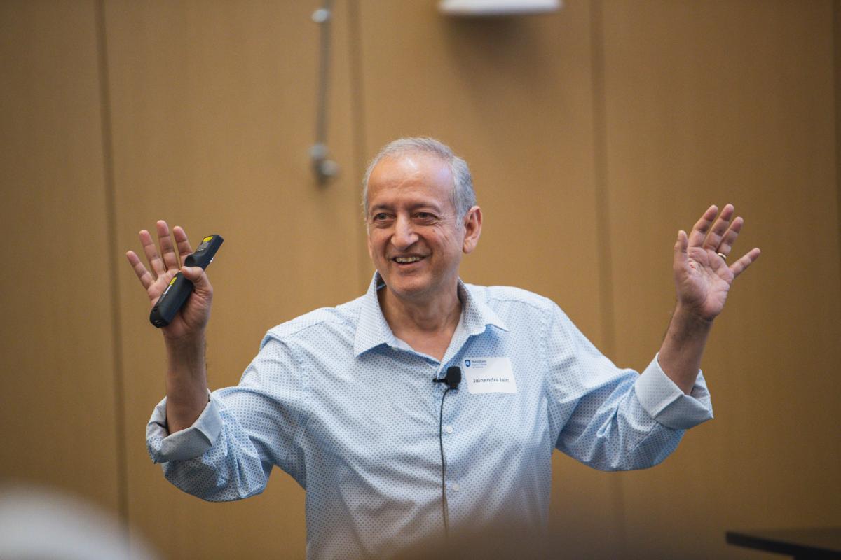Jainendra Jain spoke at the Eberly College of Science's inaugural Science Matters: Spotlight Sessions event, “Celebrating Penn State’s Milestones in Physics.”