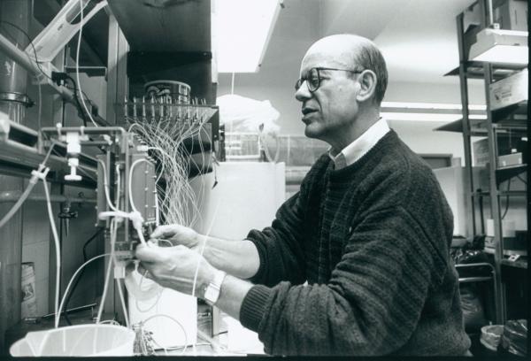 Wesley Hymer in the lab in 1995