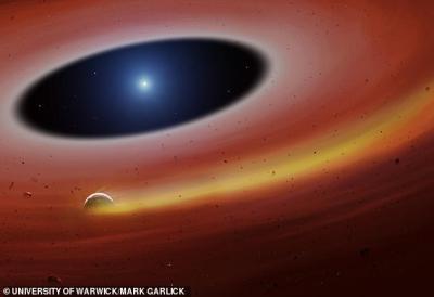 artist's impression of dead planet orbiting white dwarf