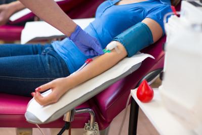 woman donating blood