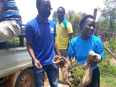 PlantVillage Famers with tree seedlings. Credit David Hughes