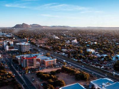 aerial view of city in Botswana