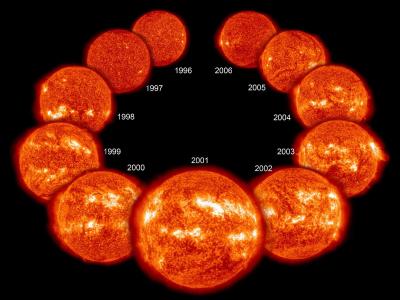11 images of the sun with sunspots Credit: NASA