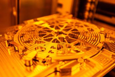 close up of gratings being etched in nanofab lab