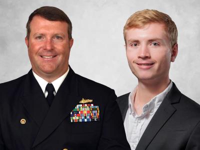 Alumnus Tom Ulmer and undergraduate Nate Carey