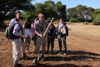 Doug Cavener with students in Tanzania