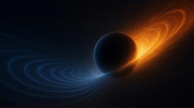 illustration of newborn black hole after black hole merger