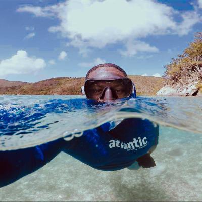 Colin Howe snorkling in water