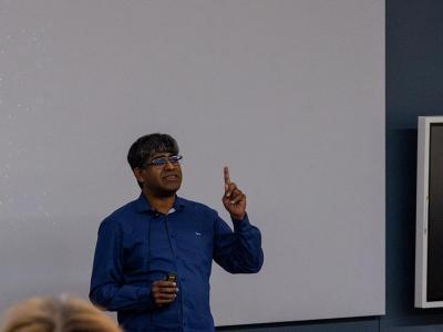 Suvrath Mahadevan, Verne M. Willaman Professor of Astronomy and Astrophysics in the Eberly College of Science at Penn State, discusses the search for potentially habitable planets beyond Earth's solar system at the first lecture in this year's Ashtekar Frontiers of Science series.