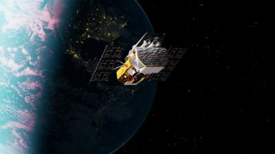 computer generated image of Swift satellite orbiting Earth