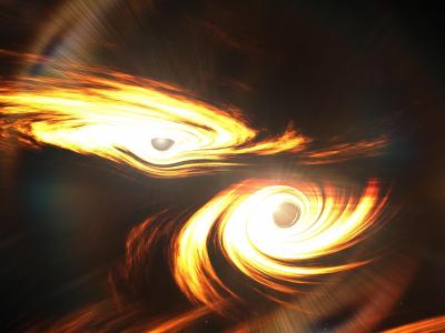 illustration of merging black holes. Credit: OzGrav