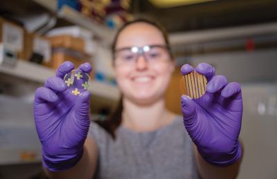 student with nano samples