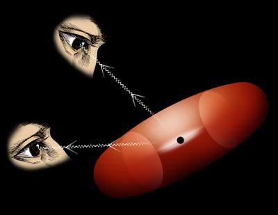 This illustration demonstrates the possible different points-of-view from which astronomers observe quasars with X-ray satellites.