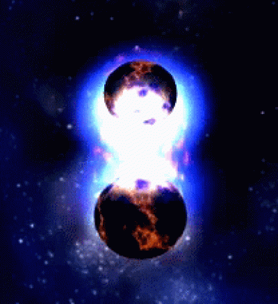 Neutron star collision: The Swift spacecraft's Gamma Ray burst observation fits the theory of a collision between some combination of black holes or neutron stars. 