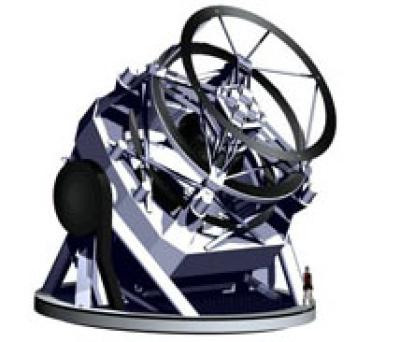 A current rendering of the 8.4-meter LSST which will use a special three-mirror design, creating an exceptionally wide field of view. The LSST will have the ability to survey the visible sky in only three nights. Credit: LSST Corporation