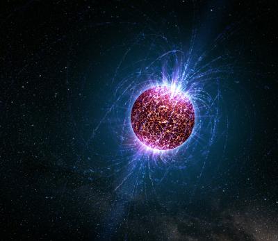 Artist's illustration of an "isolated neutron star" — a neutron star that does not have an associated supernova remnant, binary companion, or radio pulsations.  Reproduction is permitted under a Creative Commons Attribution Non-Commercial 3.0 License. Credit: Casey Reed, courtesy of Penn State.