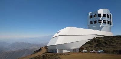 Current LSST summit facility design concept is shaped by wind and topography. (Image credit: Arcadis/LSST Corporation)