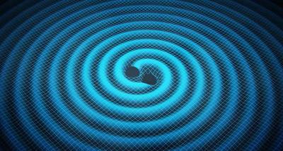 Merging black holes ripple space and time in this artist's concept.  Image credit: Swinburne Astronomy Productions