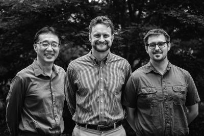 Gang Ning, director of Penn State’s Microscopy Facility (left), Todd LaJeunesse, associate professor of biology at Penn State (middle), and Drew Wham, a former graduate student in LaJeunesse’s lab, have been selected to receive the 2017 Tyge Christiansen Prize by the International Phycological Society.