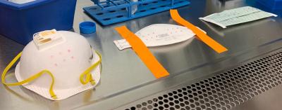 N95 masks in fume hood