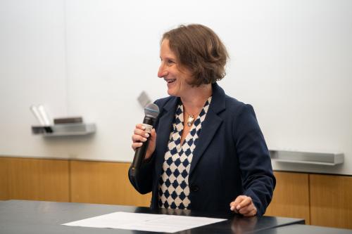 Tracy Langkilde spoke at the Eberly College of Science's inaugural Science Matters: Spotlight Sessions event, “Celebrating Penn State’s Milestones in Physics.”