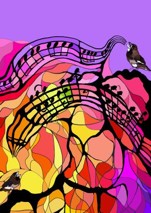 illustration of a bird singing by Zachary Jin