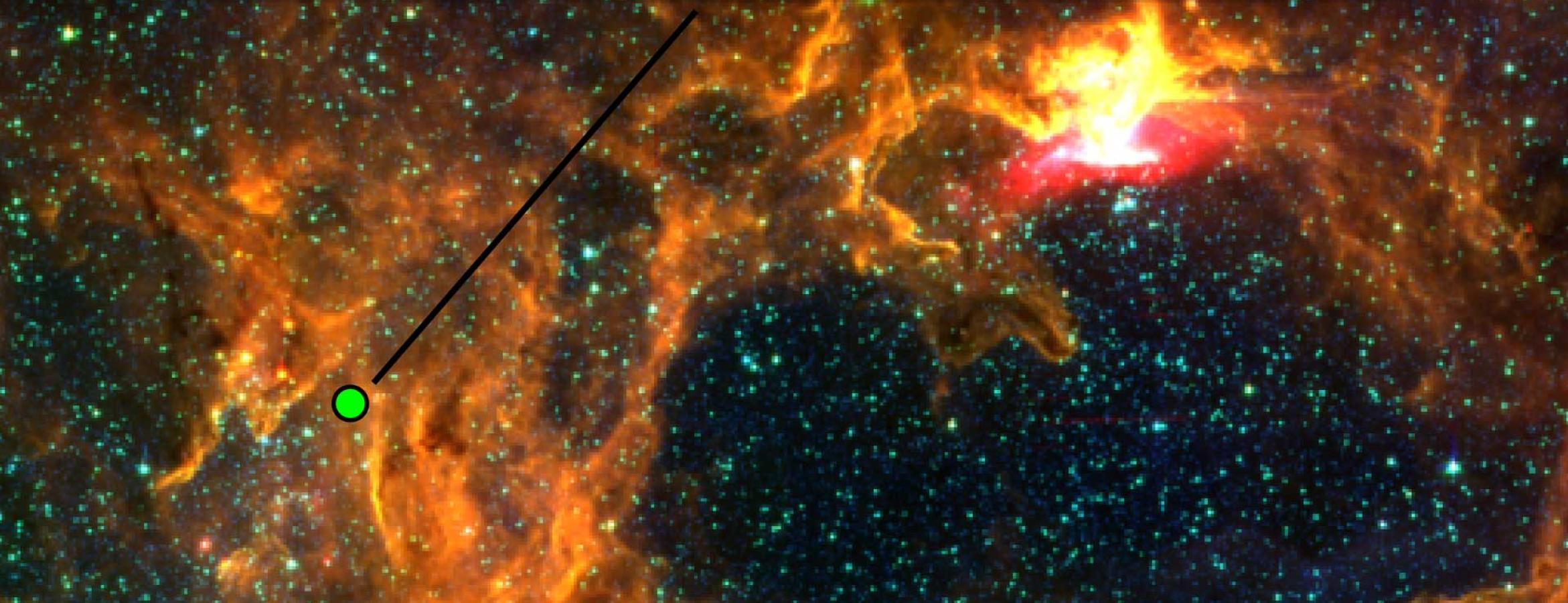 galaxy with location of XUE10 marked and its spectrograph inset