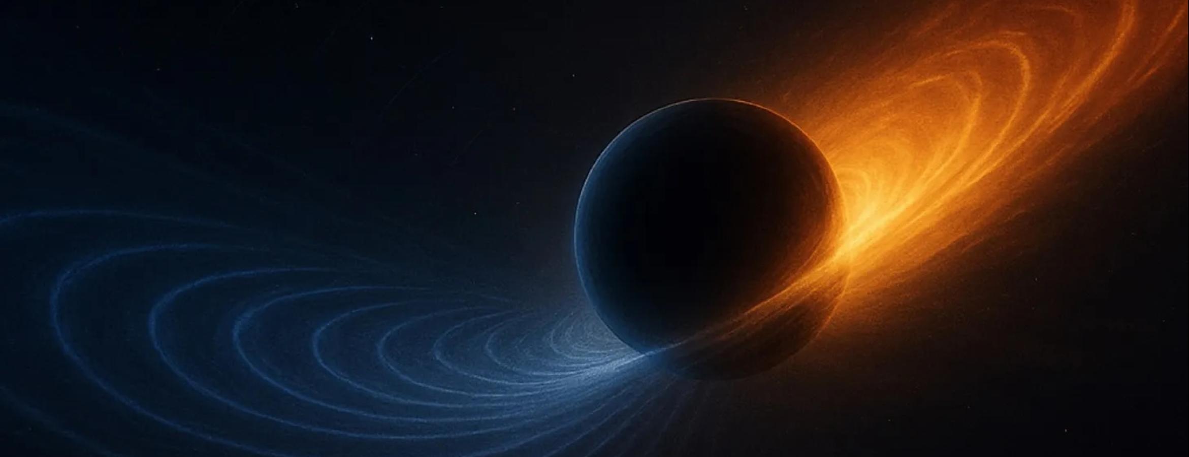 illustration of newborn black hole after black hole merger