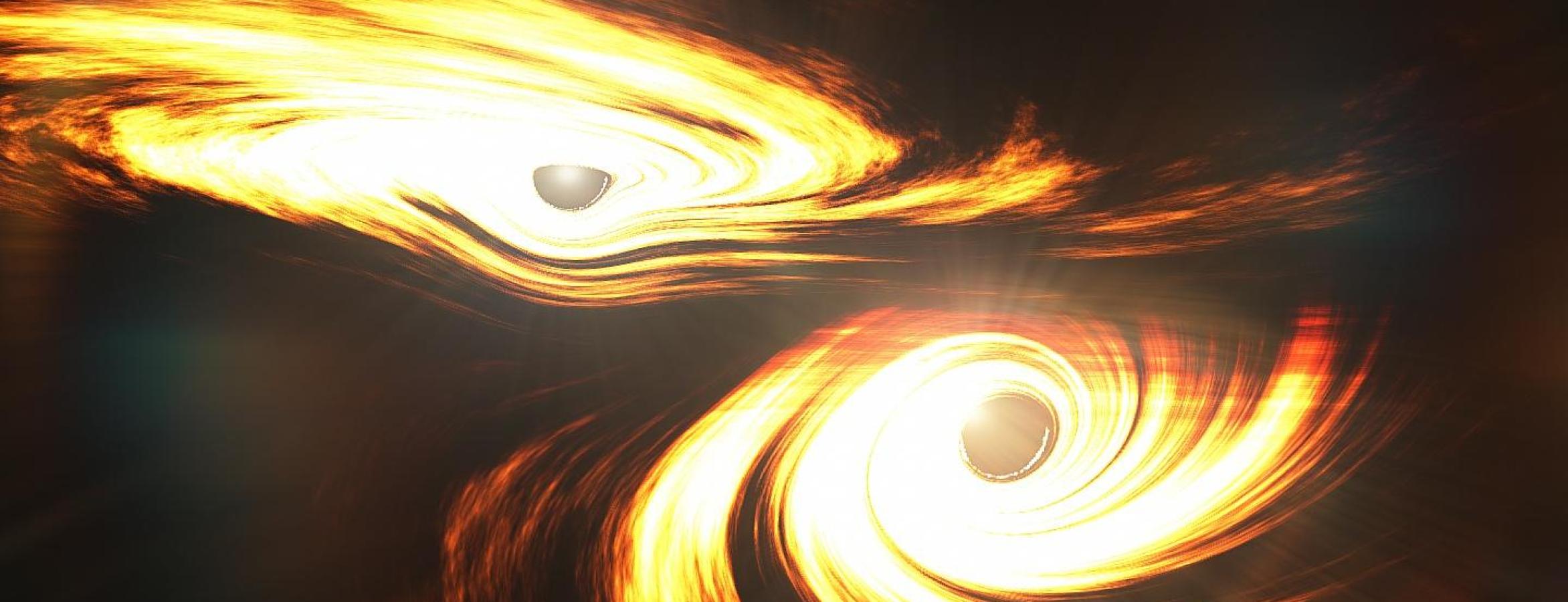 illustration of merging black holes. Credit: OzGrav