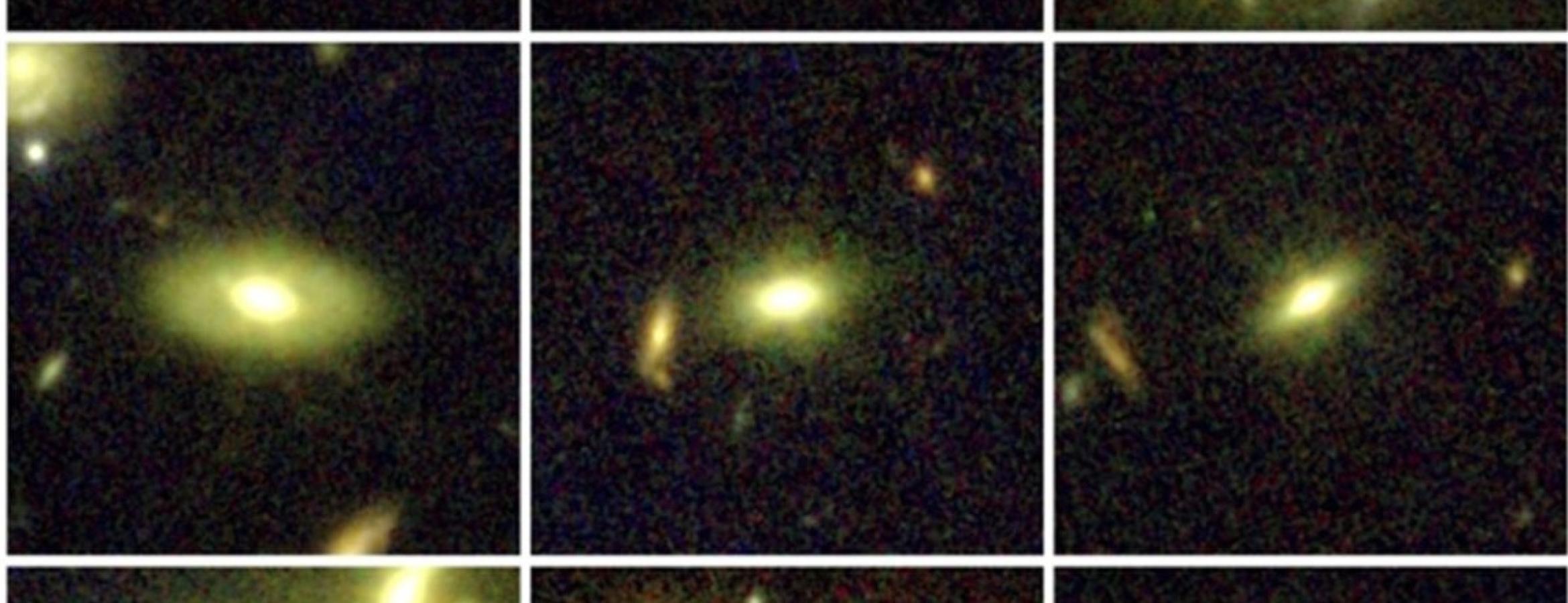 grid of nine images of galaxies