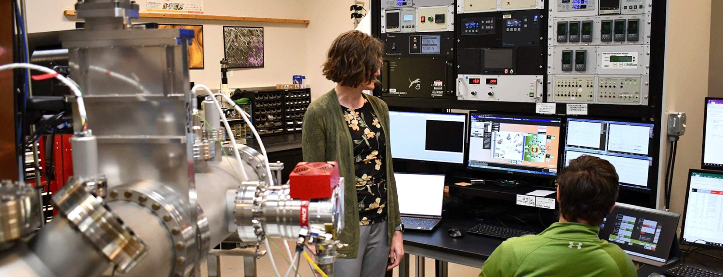Researchers at work in a Two-Dimensional Crystal Consortium lab in the Millennium Science Complex 