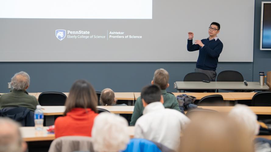 John Harlim presenting during the 2026 Frontiers of Science lecture series.