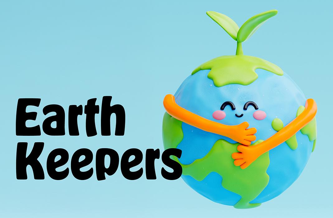 Earth Keepers logo with clay Earth smiling