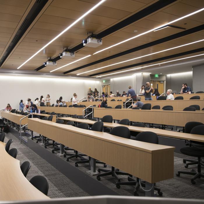 BMB Faculty Staff and Students gathered in a classroom 