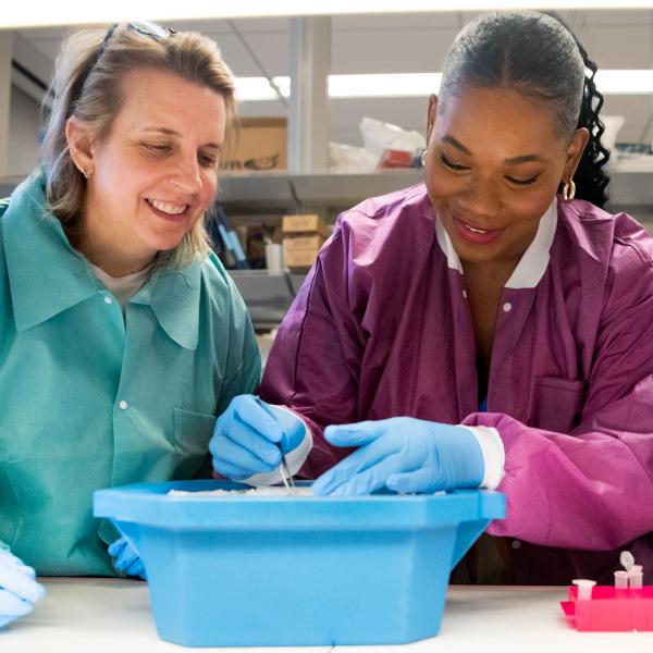 Beth McGraw, Fhallon Ware-Gilmore, and Matt Jones in the Lab