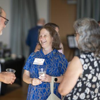 Attendees mingled at the Palmer Museum of Art before the first day of symposium proceedings.