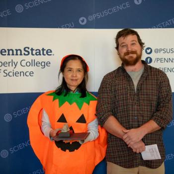 Huiqing Zeng and a member of the biology department at the 2025 Staff Appreciation Ceremony.