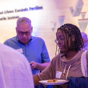 Attendee getting food at the Franklin Institute 