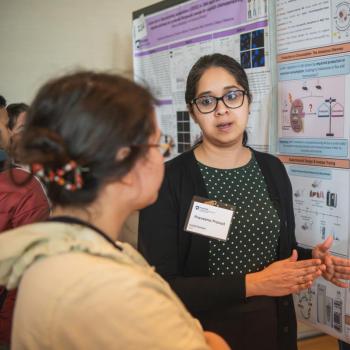 Praveena Prasad presenting at the Graduate Exhibition.